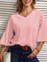 Long Sleeve V Neck Casual Top