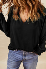 Long Sleeve V Neck Casual Top