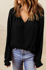 Long Sleeve V Neck Casual Top