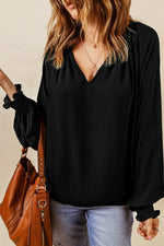 Long Sleeve V Neck Casual Top