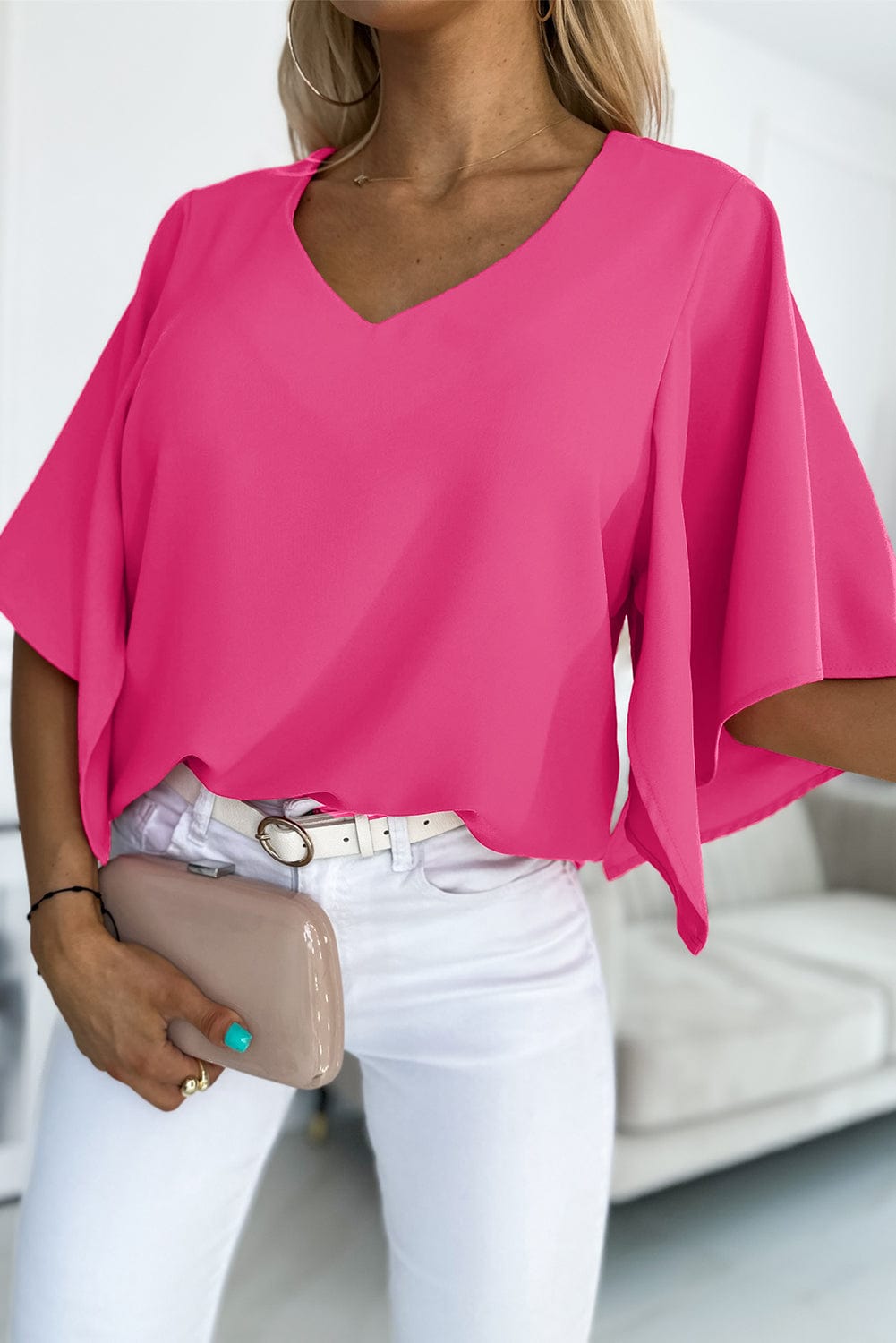 Long Sleeve V Neck Casual Top