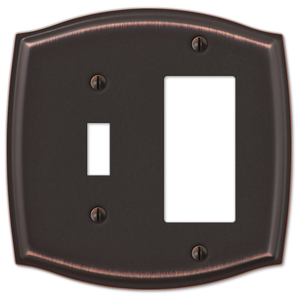 Placa de pared Sonoma de acero en bronce envejecido: 1 palanca y 1 balancín