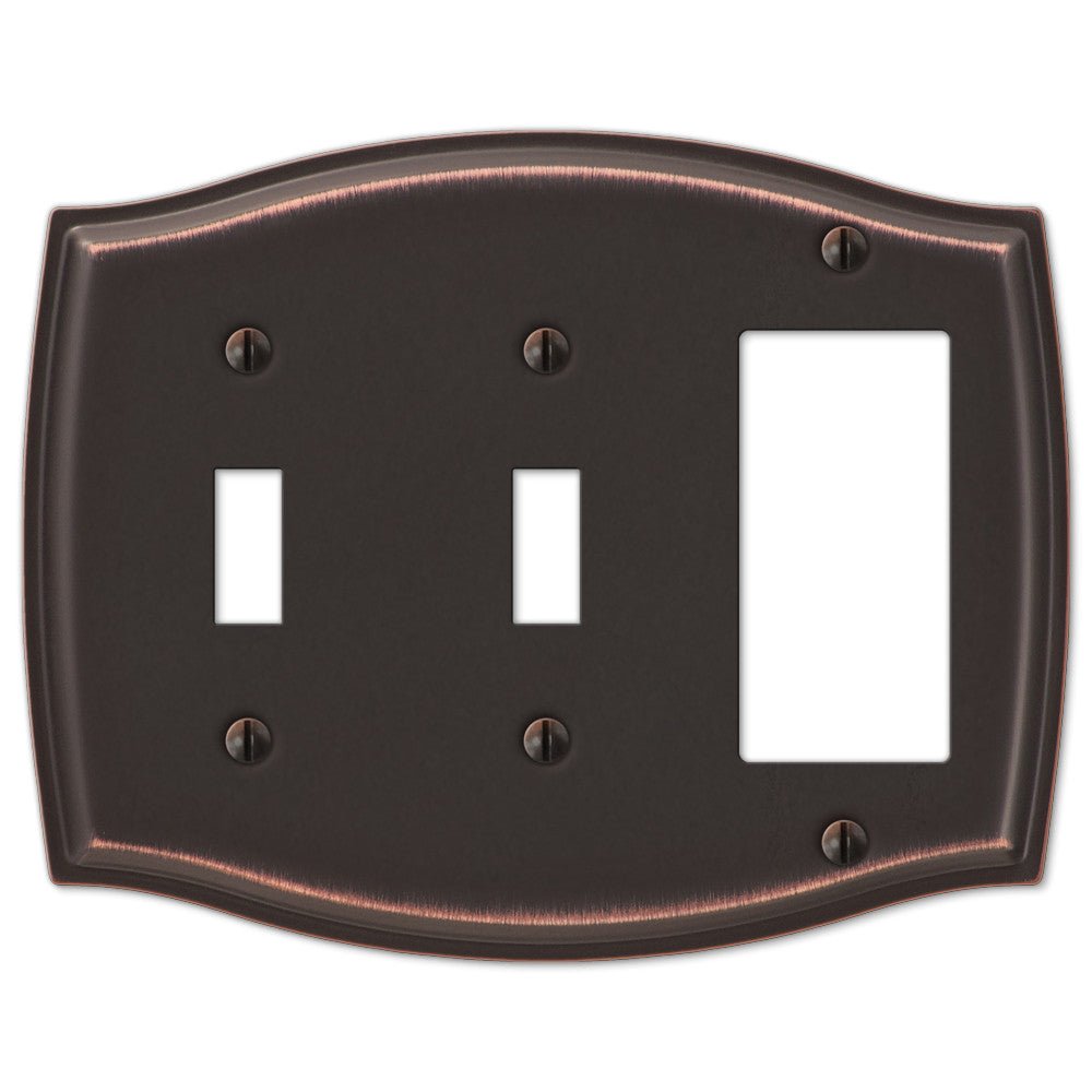 Placa de pared Sonoma de acero en bronce envejecido con 2 palancas y 1 palanca basculante