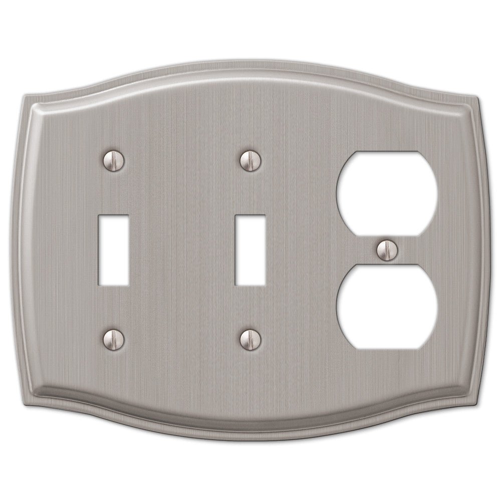 Sonoma - Placa de pared de acero niquelado cepillado con 2 palancas y 1 dúplex