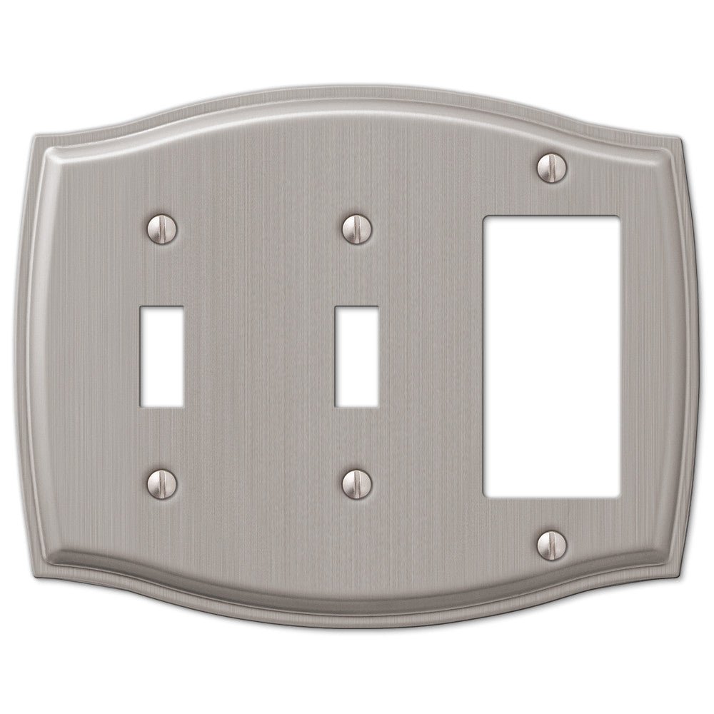 Placa de pared Sonoma de acero niquelado cepillado con 2 palancas y 1 interruptor basculante