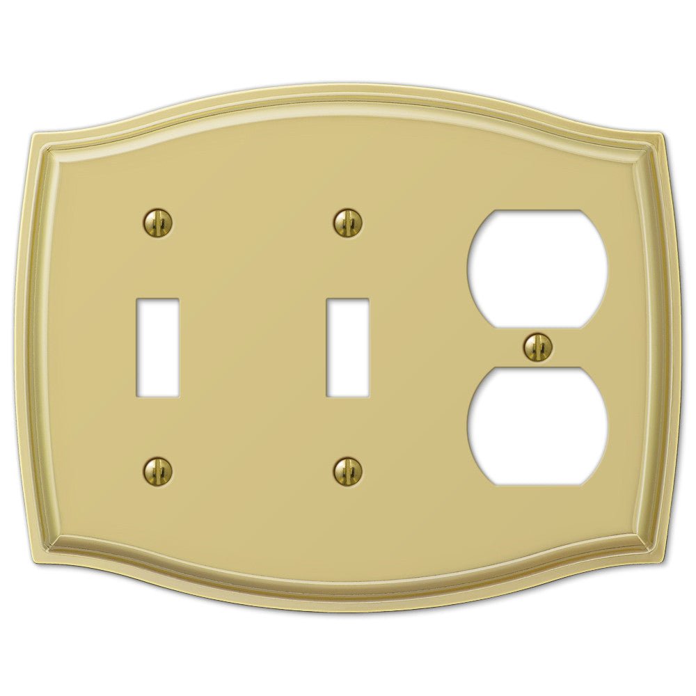 Placa de pared Sonoma de acero de latón pulido: 2 palancas y 1 dúplex