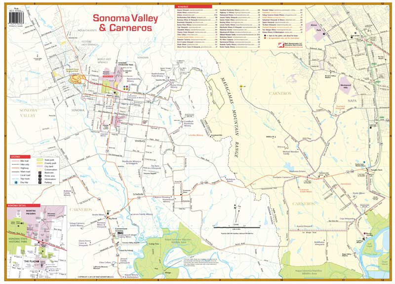 Sonoma Valley & Carneros Hiking Trail Map