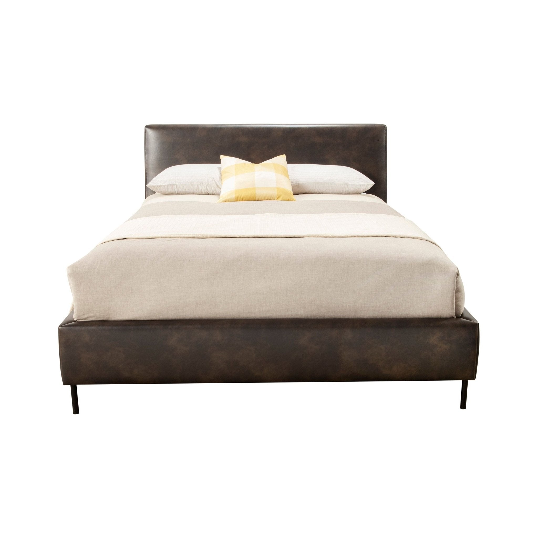 Cama con plataforma de piel sintética Sophia, color gris