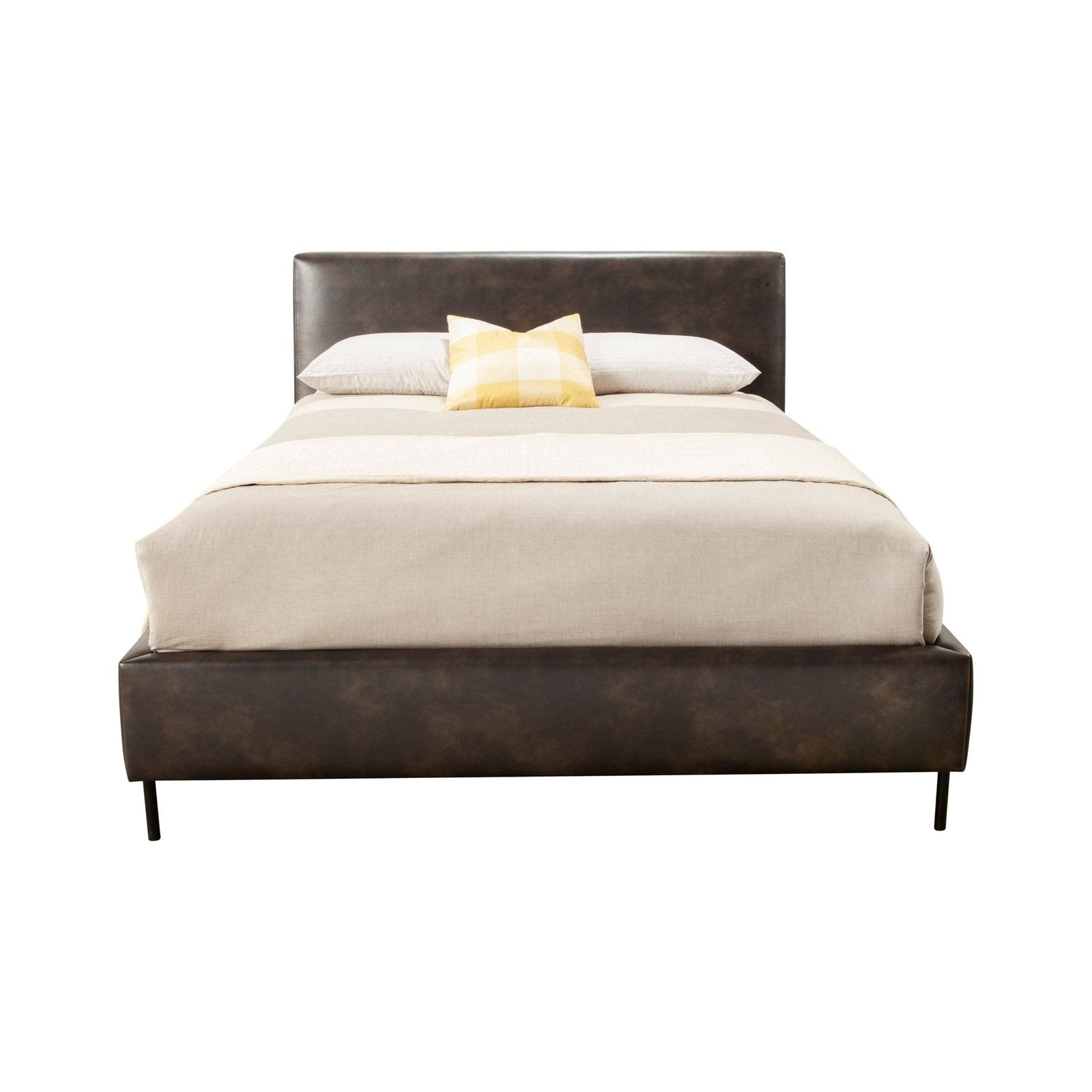Cama con plataforma de piel sintética Sophia, color gris