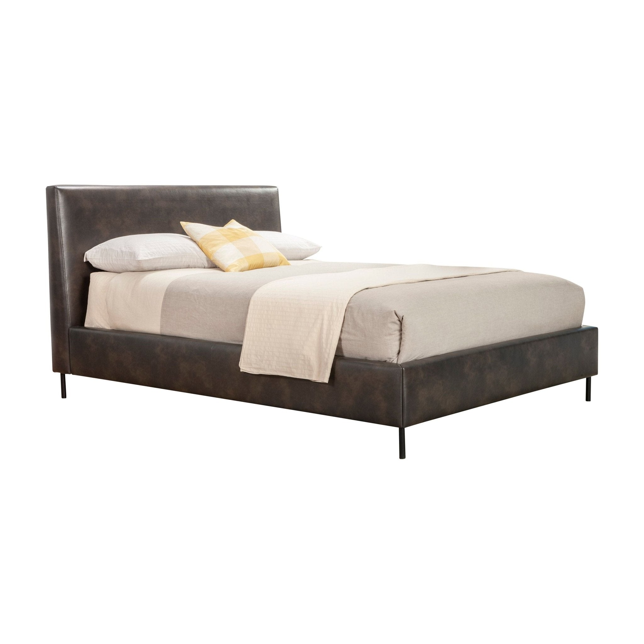 Cama con plataforma de piel sintética Sophia, color gris