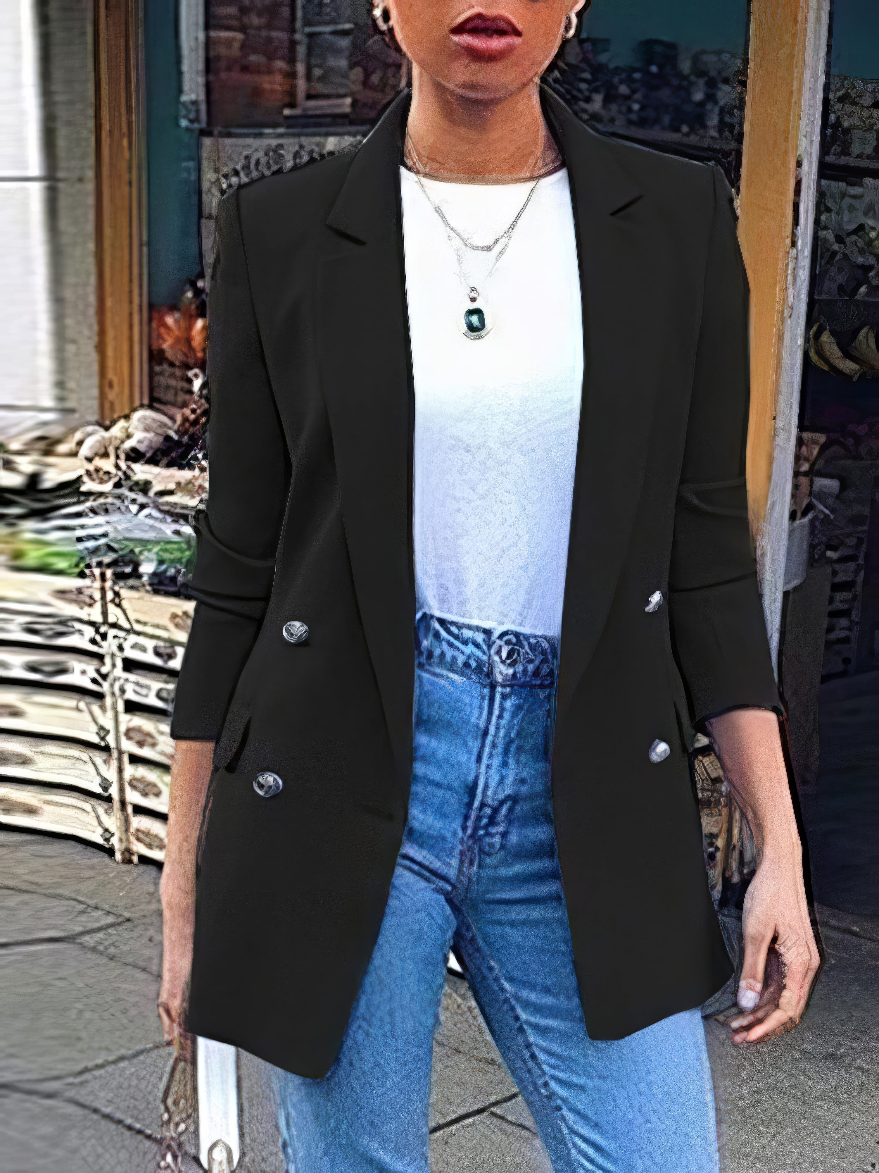 Women's Button-Front Blazer Jacket