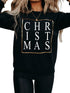 Sparkling Black Christmas Letter Print Sweater