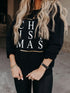 Sparkling Black Christmas Letter Print Sweater