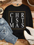 Sparkling Black Christmas Letter Print Sweater