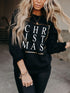 Sparkling Black Christmas Letter Print Sweater