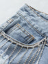 Blue Jean Shorts with Rhinestone Fringe