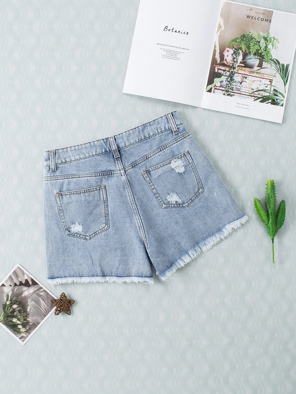 Blue Jean Shorts with Rhinestone Fringe