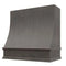 Campana extractora de madera teñida de color gris con frente inclinado y borde decorativo: anchos disponibles de 30", 36", 42", 48", 54" y 60"