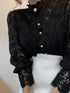 Gorgeous Lace Blouse with Puff Sleeves and Button Detail