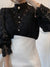 Gorgeous Lace Blouse with Puff Sleeves and Button Detail