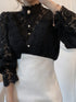 Gorgeous Lace Blouse with Puff Sleeves and Button Detail