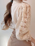 Gorgeous Lace Blouse with Puff Sleeves and Button Detail