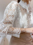 Gorgeous Lace Blouse with Puff Sleeves and Button Detail