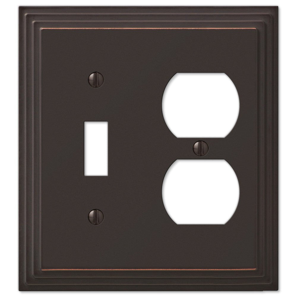 Pasos de bronce envejecido fundido - 1 palanca / 1 placa de pared dúplex
