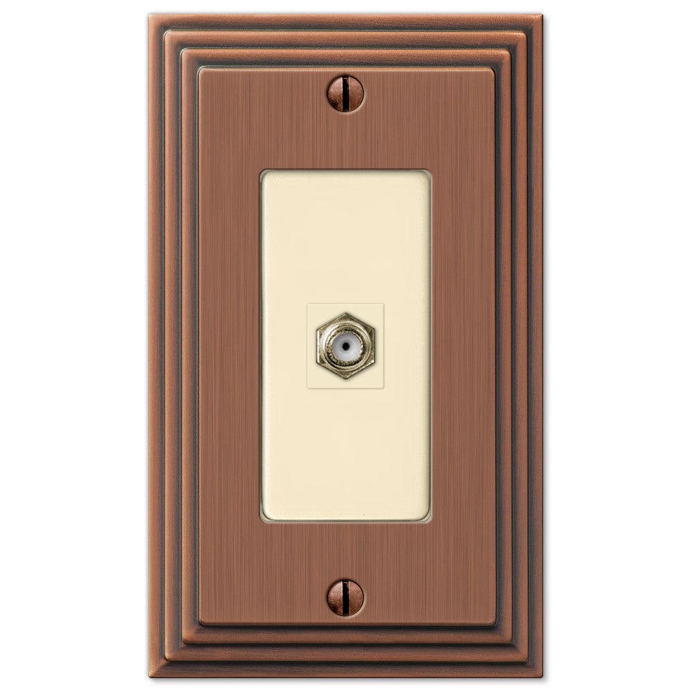Placa de pared con conector de cable de cobre fundido antiguo Steps
