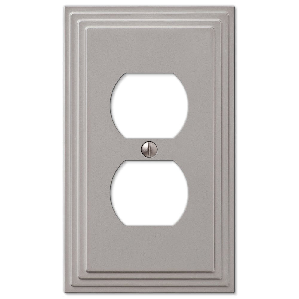 Placa de pared dúplex de 1 paso en fundición de níquel satinado