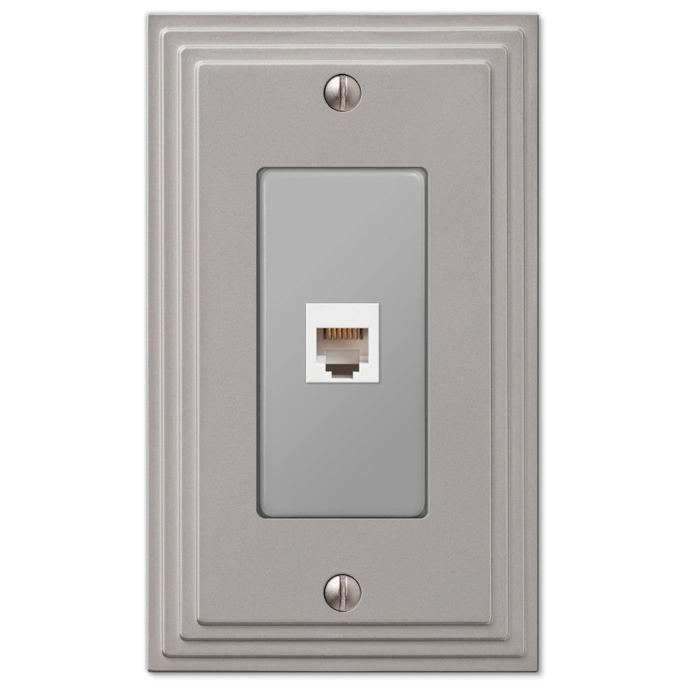 Placa de pared con toma de teléfono de níquel satinado de Steps