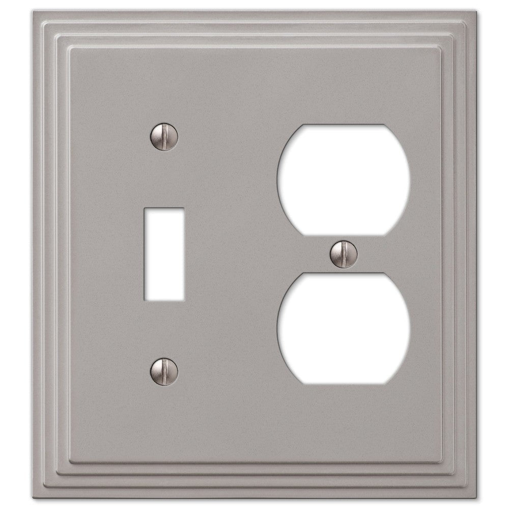 Pasos de fundición de níquel satinado: 1 palanca / 1 placa de pared dúplex