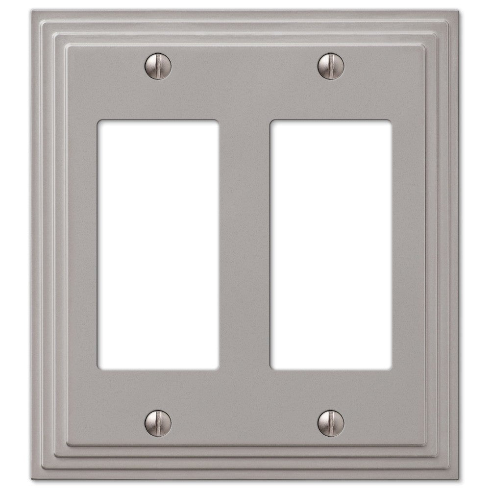Placa de pared con 2 balancines de níquel satinado fundido Steps