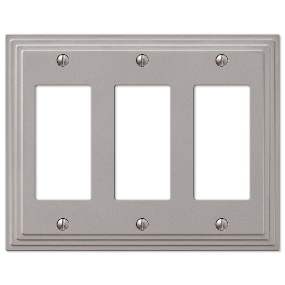 Placa de pared de 3 balancines de níquel satinado fundido Steps