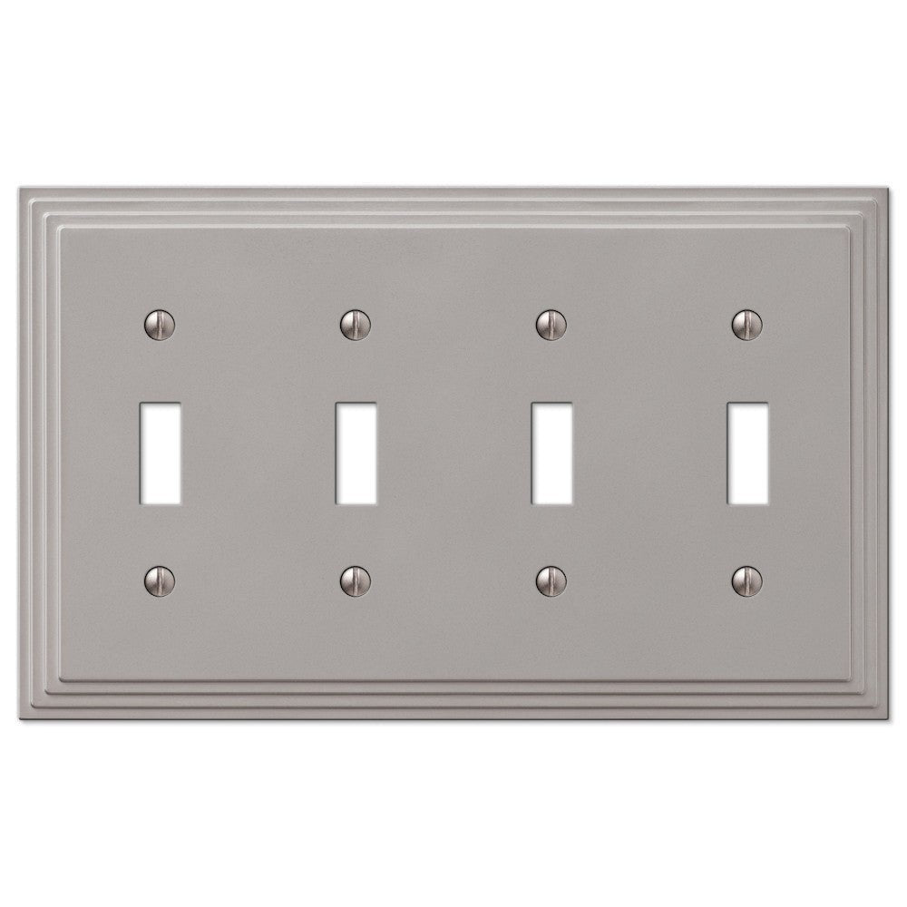 Placa de pared con 4 palancas de níquel satinado fundido