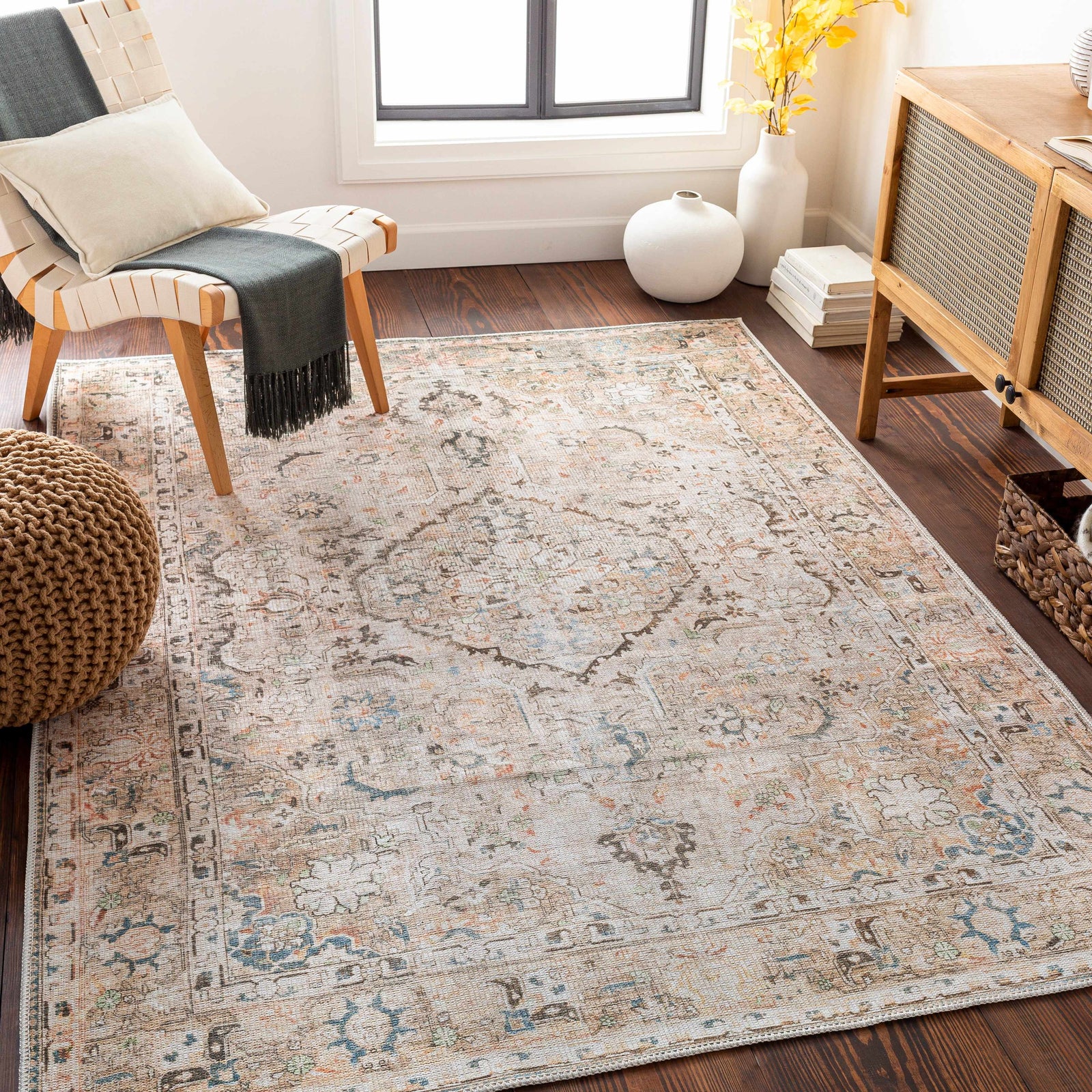 Alfombra lavable de pelo plano vintage Standon