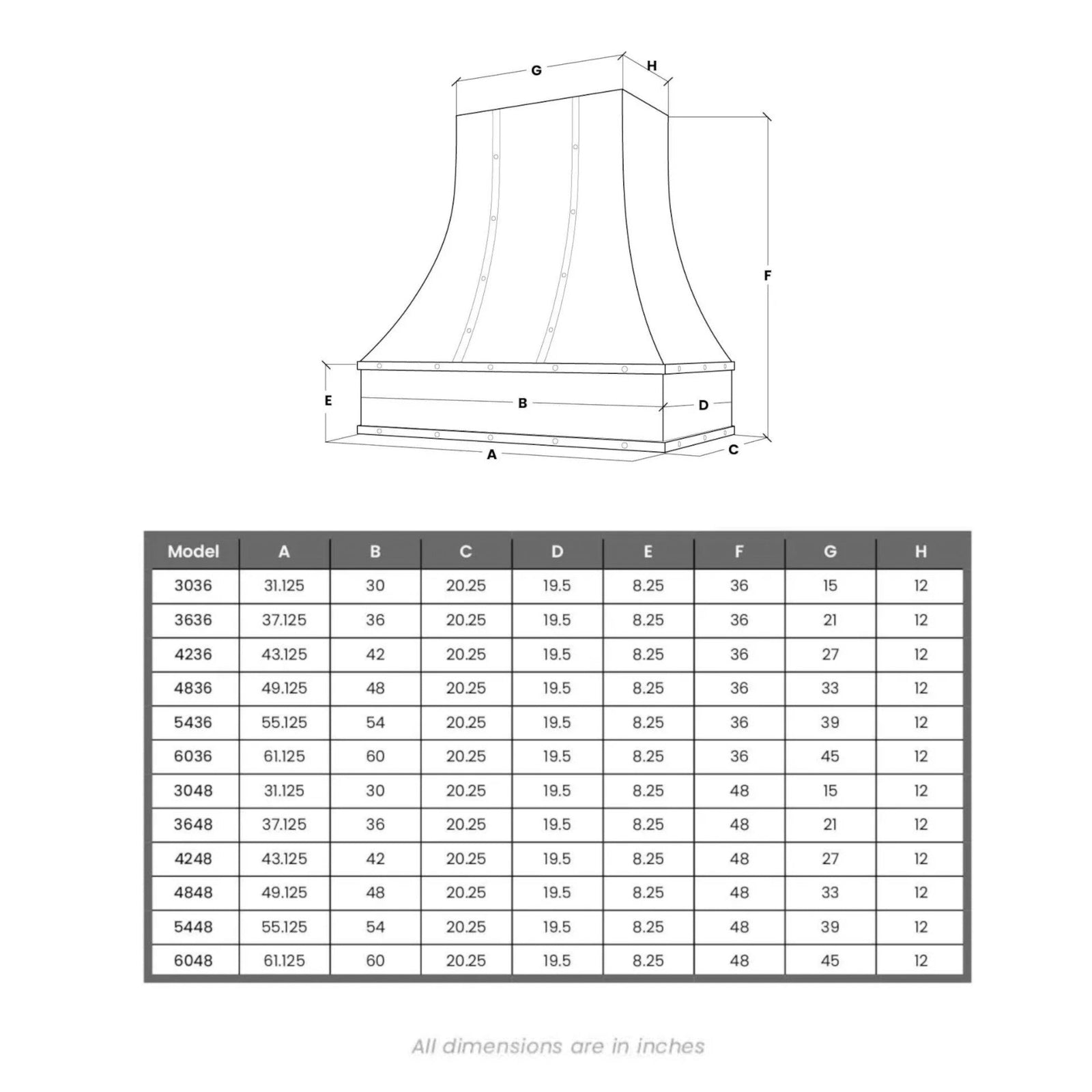 Espresso Range Hood With Curved Front, Brass Strapping and Buttons - 30