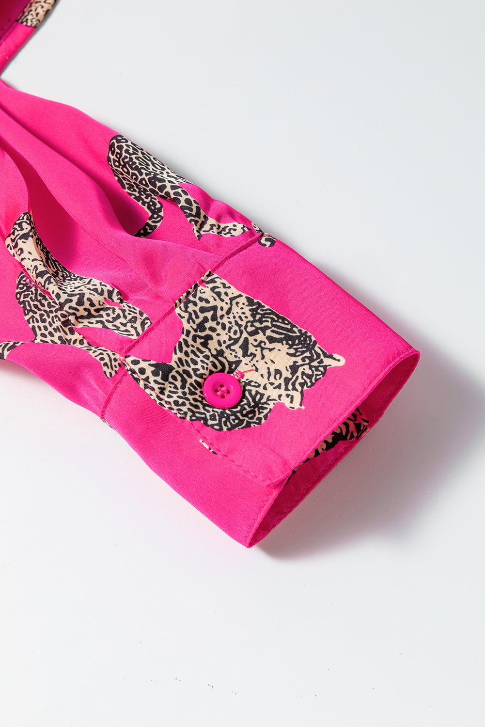 Women's Pink Satin Pajamas with Cheetah Print