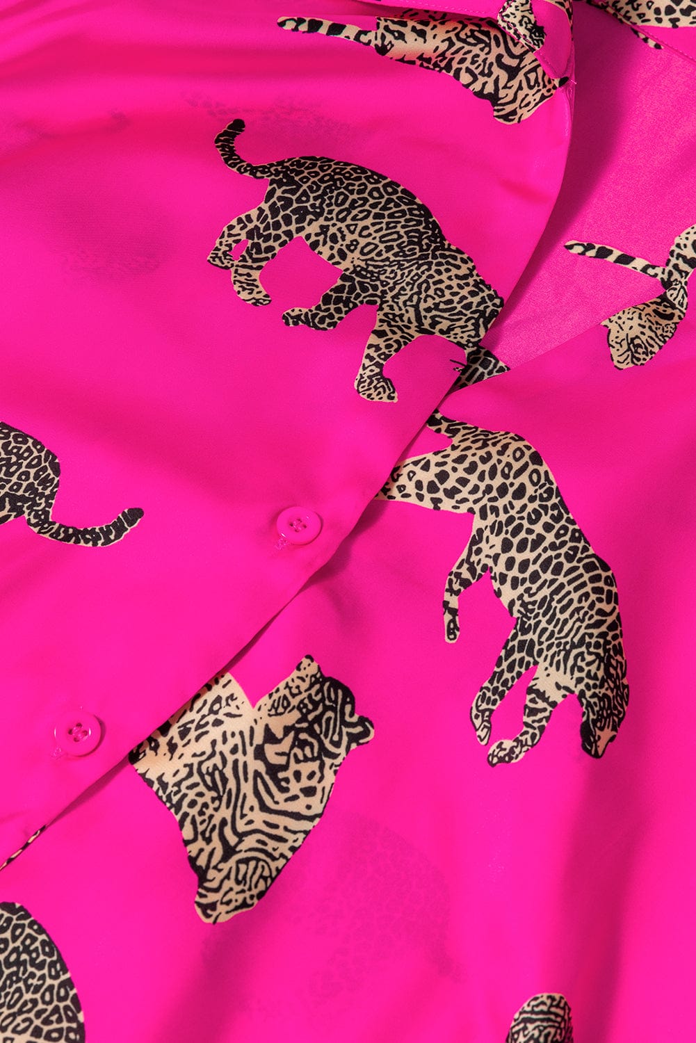 Satin Pajama Set with Cheetah Print
