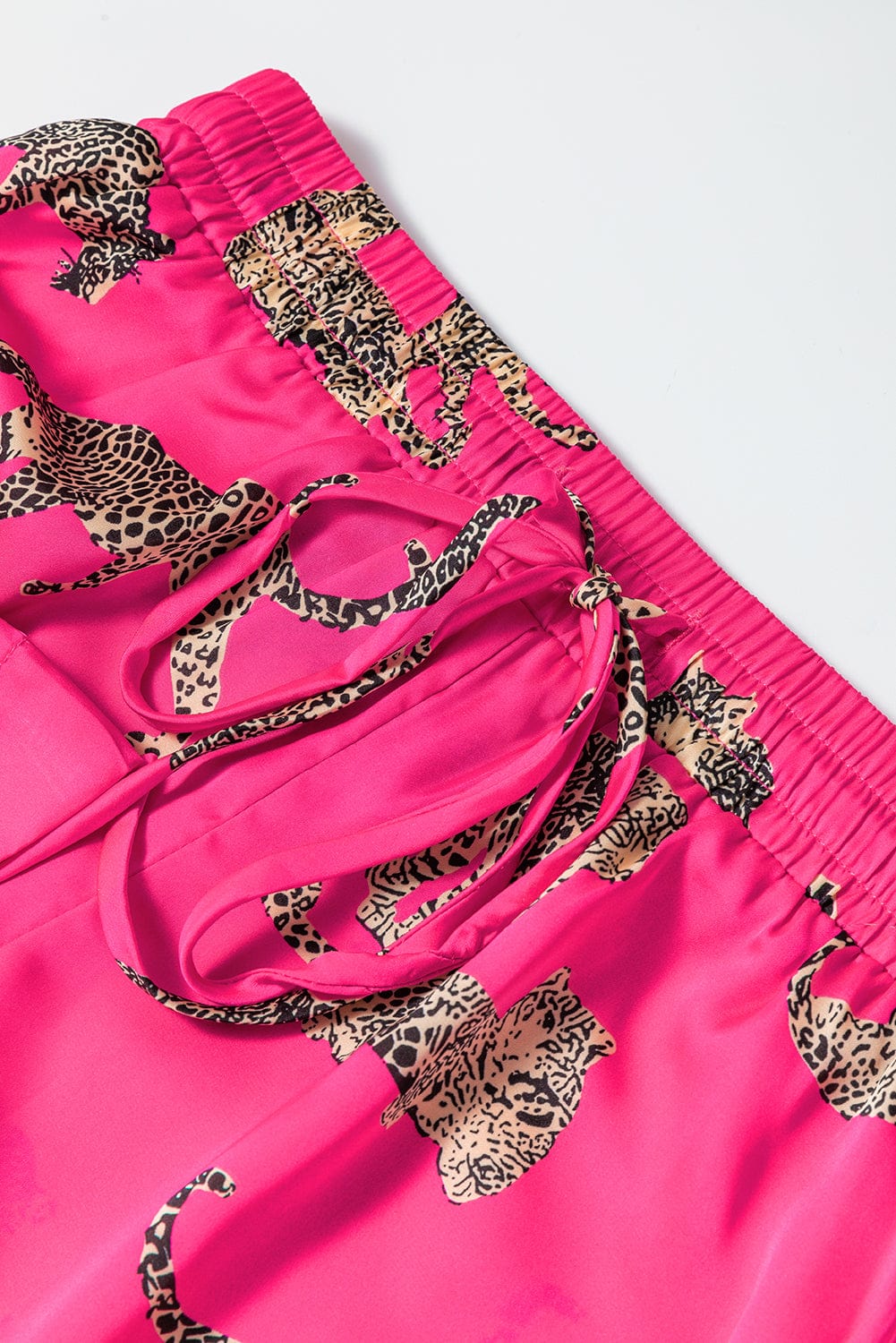 Satin Pajama Set with Cheetah Print