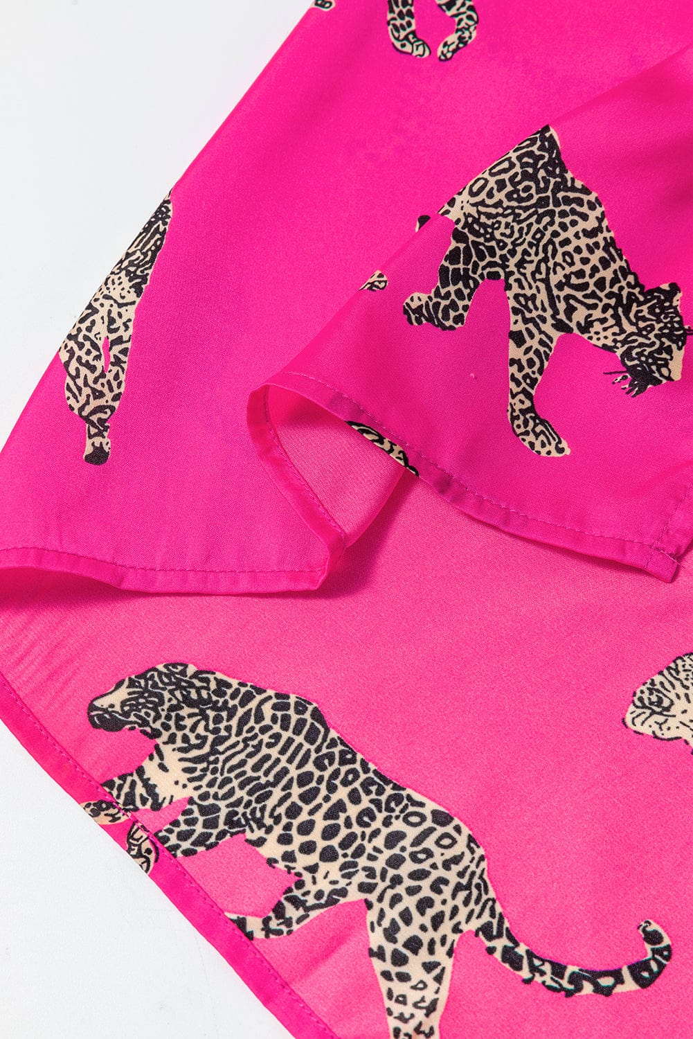 Women's Pink Satin Pajamas with Cheetah Print