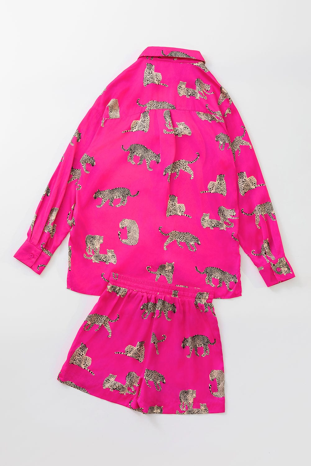 Satin Pajama Set with Cheetah Print