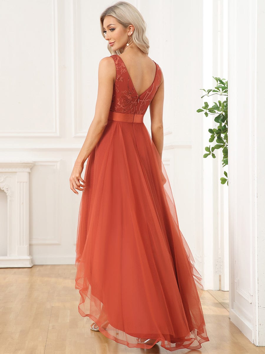 High-Low Tulle Formal Dress with Sequin Detailing