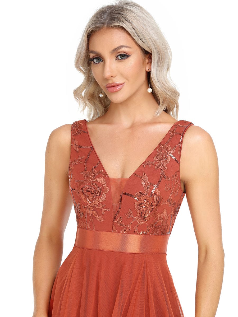High-Low Tulle Formal Dress with Sequin Detailing