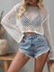 Stylish Comfortable Knitted Loose Round Neck Hollow T Shirt