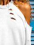 Open Shoulder Distressed Long Sleeve Top
