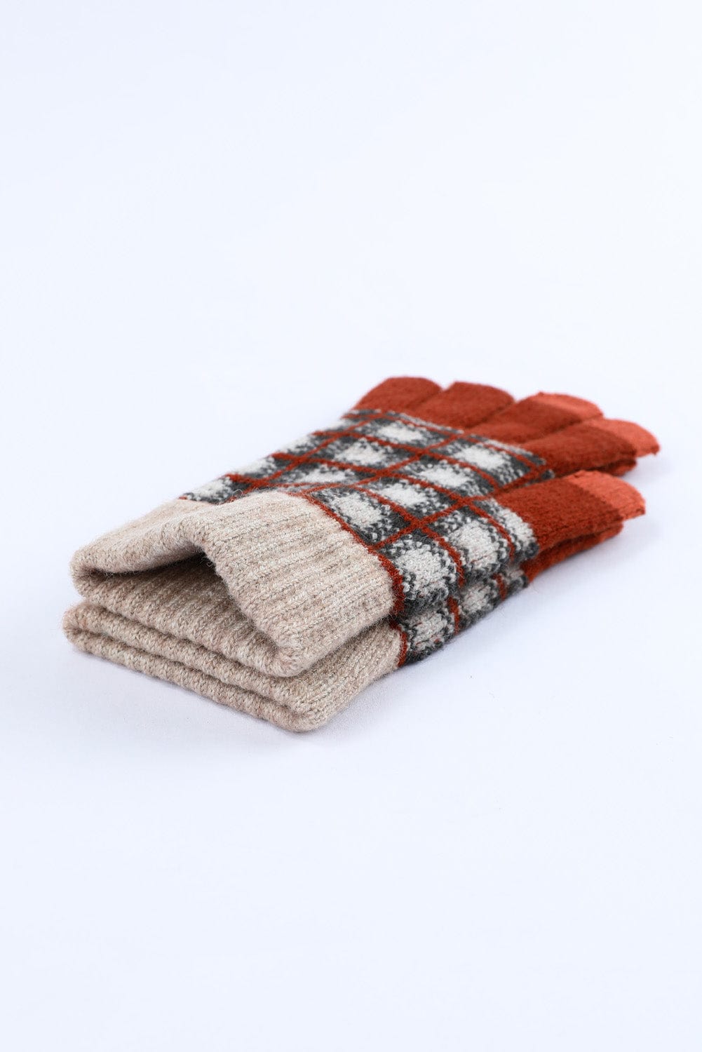 Stylish Red Tartan Touchscreen Winter Gloves