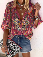 3/4 Sleeve Paisley Print Shirt