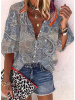 3/4 Sleeve Paisley Print Shirt