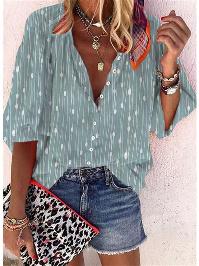 3/4 Sleeve Paisley Print Shirt